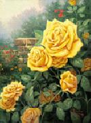Yellow Roses in Garden unknow artist
